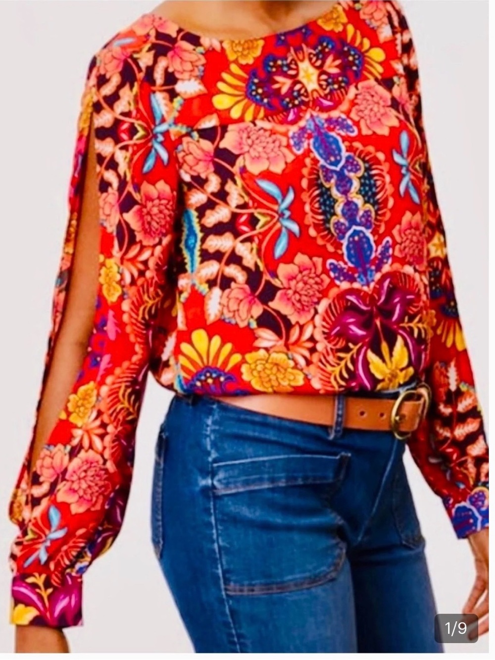 LOFT Multicolor Floral Paisley Long-Sleeve Blouse